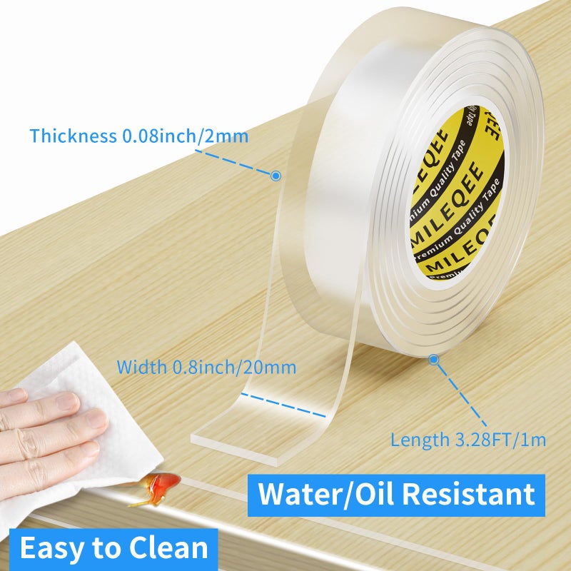 MILEQEE 4Pack Clear Edge Protector Strip, 0.8in x 3.28FT(13.12FT Total), Sharp Edge Wrap Cover Tape, Self Adhesive Protective Bumper Guards for Cabinet Door Desk Glass Table Furniture, Kitchen Countertop - Image 2